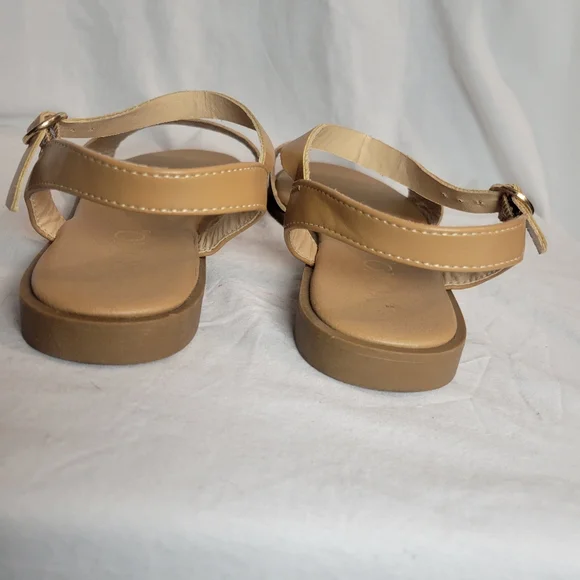 XOXO Rose Gold Faux Woven Leather Ankle Strap Sandals Size 8 - Picture 9 of 11